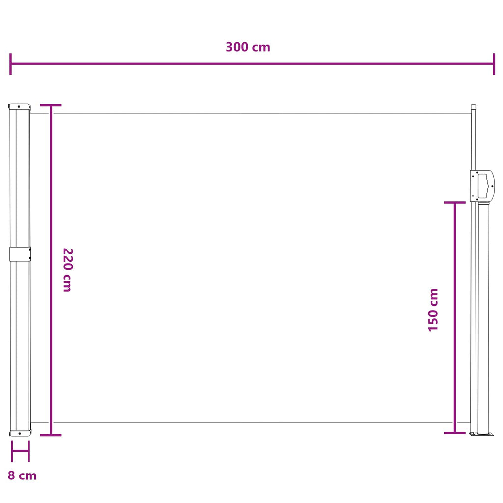 Tenda laterale retrattile Sabbia 300 x 220 cm Poliestere