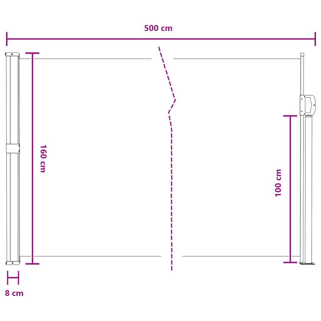 Tenda laterale retrattile Grigio 500 x 160 cm Poliestere