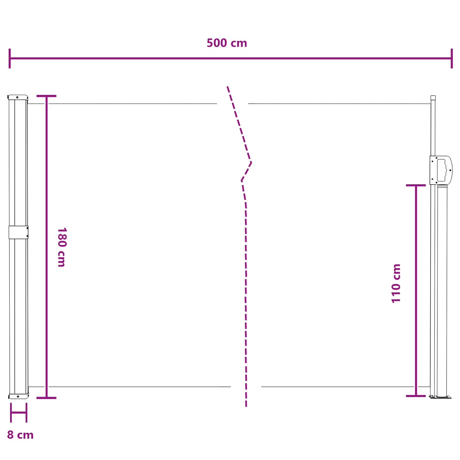 Tenda laterale retrattile Sabbia 500 x 180 cm Poliestere