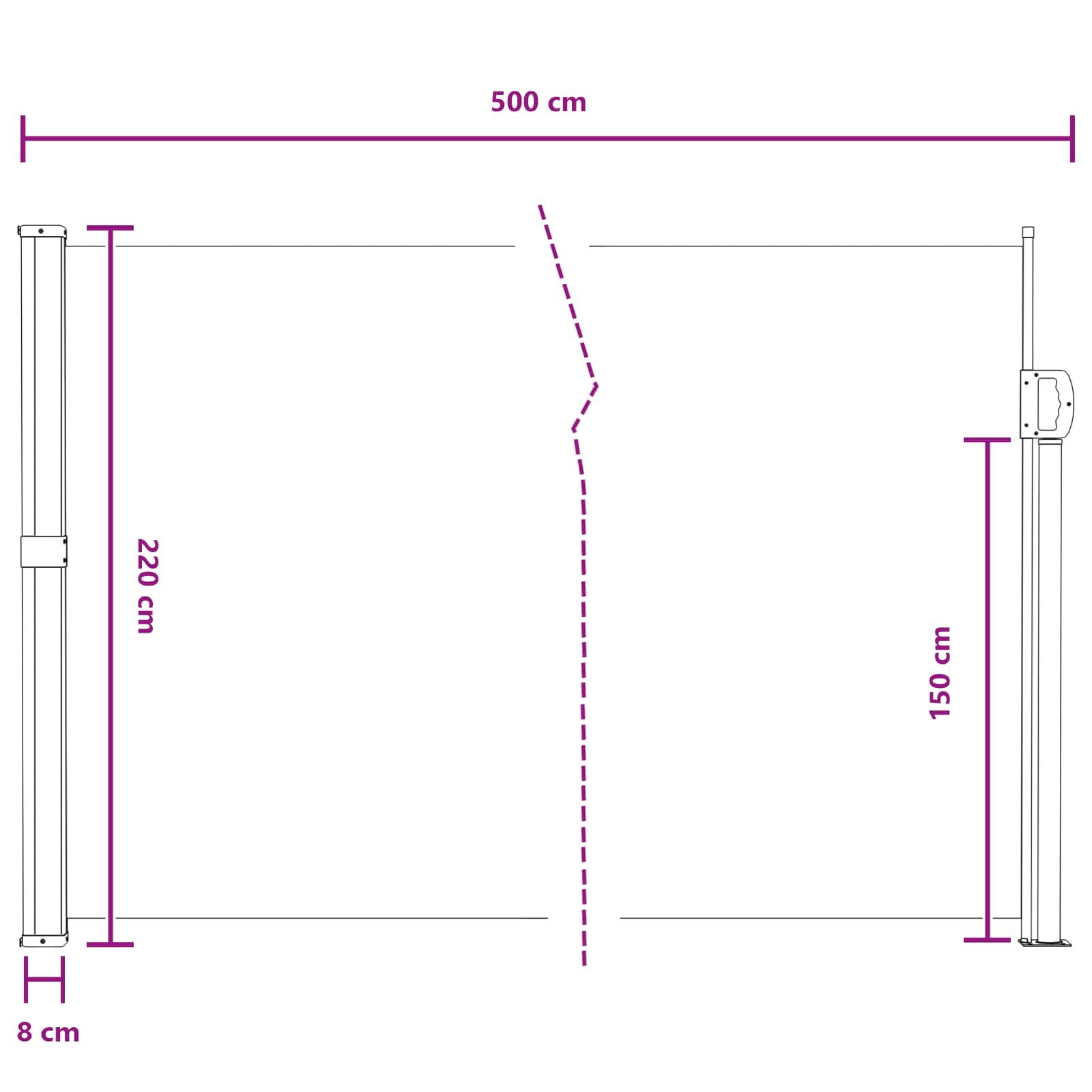 Tenda laterale retrattile Grigio 500 x 220 cm Poliestere
