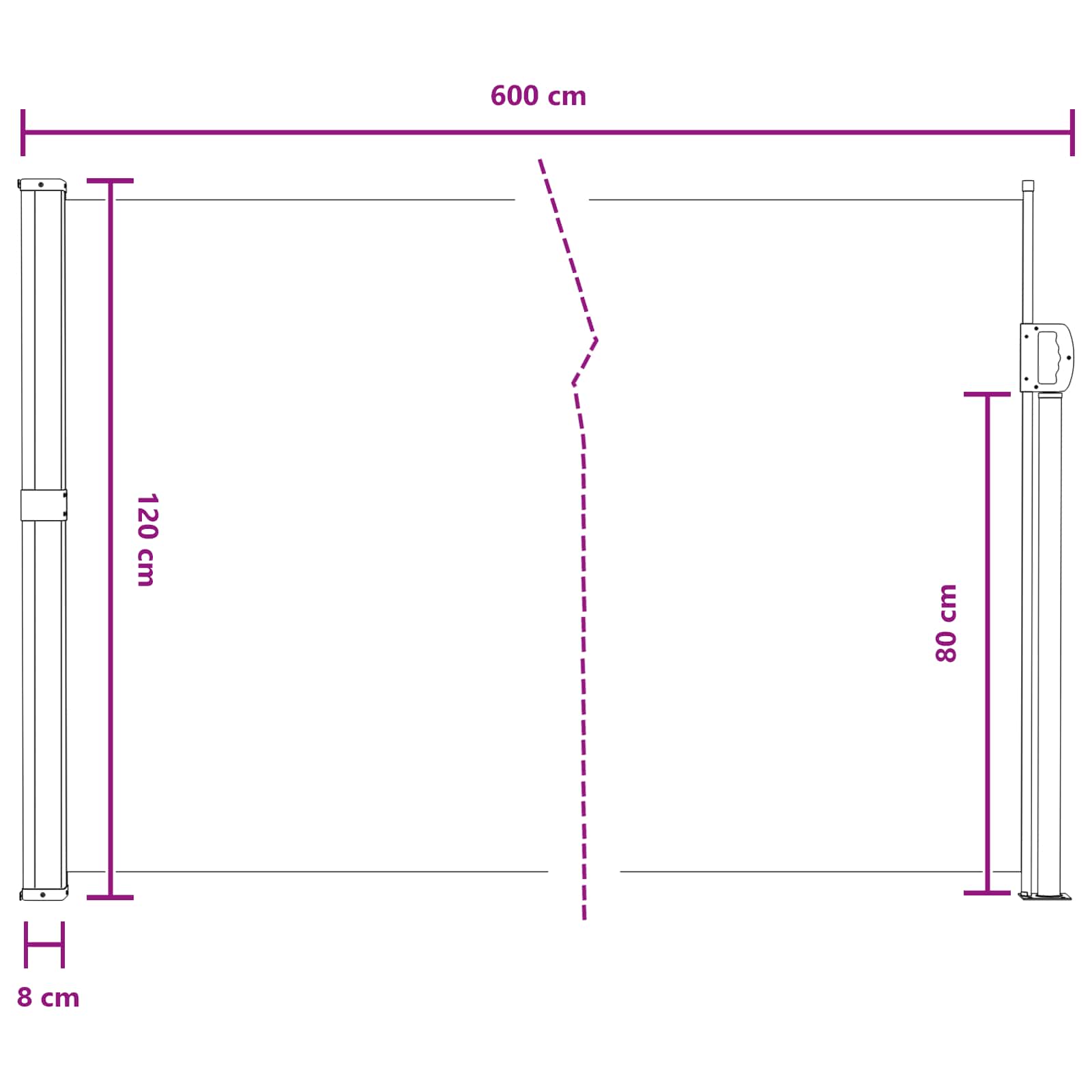 Tenda laterale retrattile Grigio 600 x 120 cm Poliestere