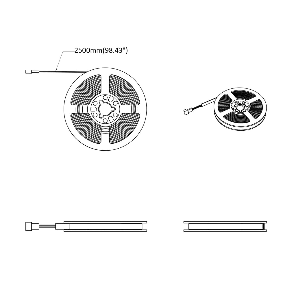 Striscia LED 2 pcs Nero e trasparente 2500 mm Rame e plastica