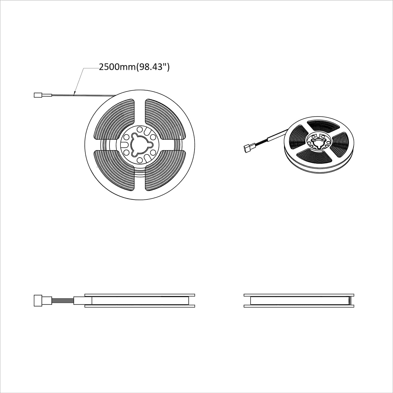 Striscia LED 2 pcs Nero e trasparente 2500 mm Rame e plastica