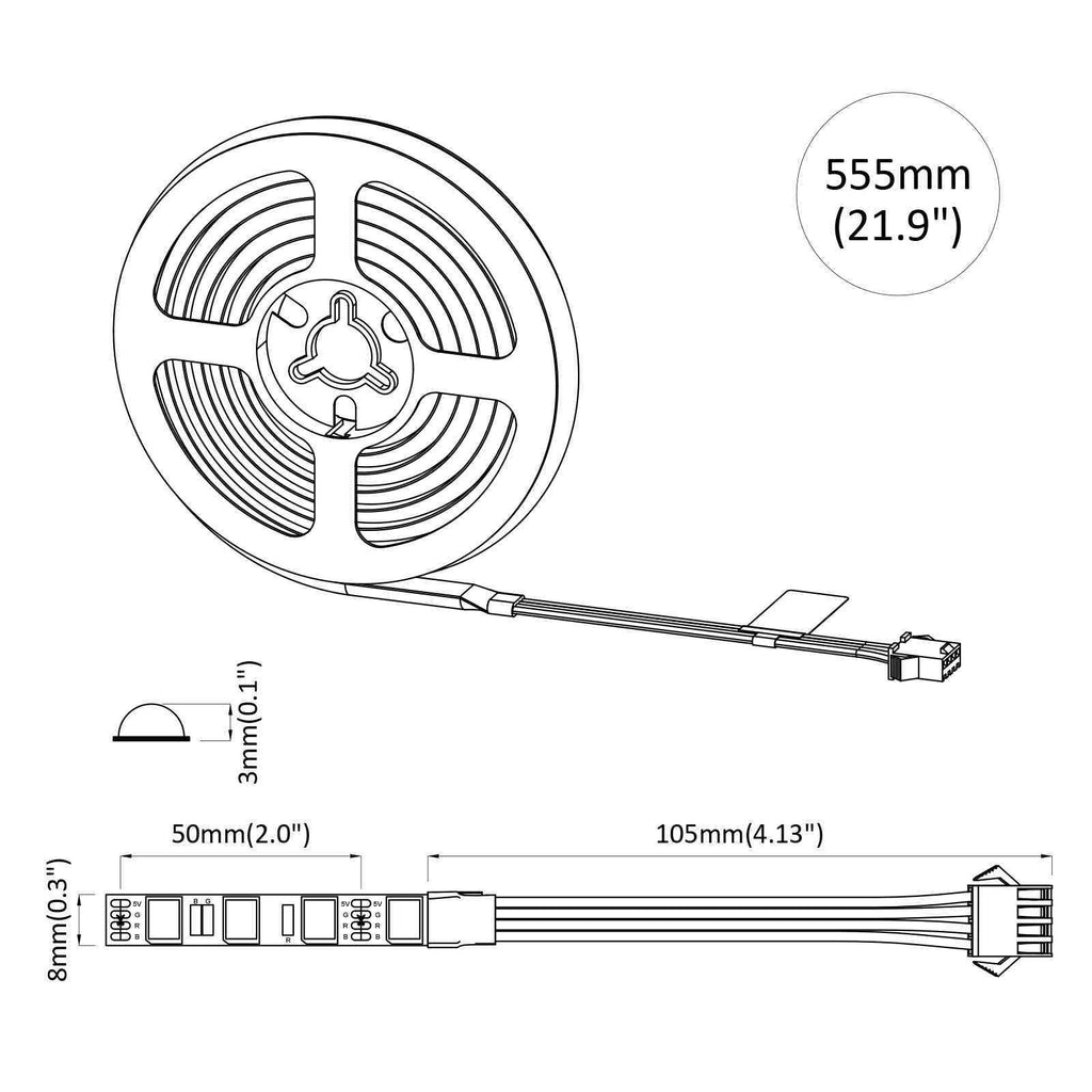 Striscia LED 2 pcs Nero e trasparente 450 mm Rame e plastica