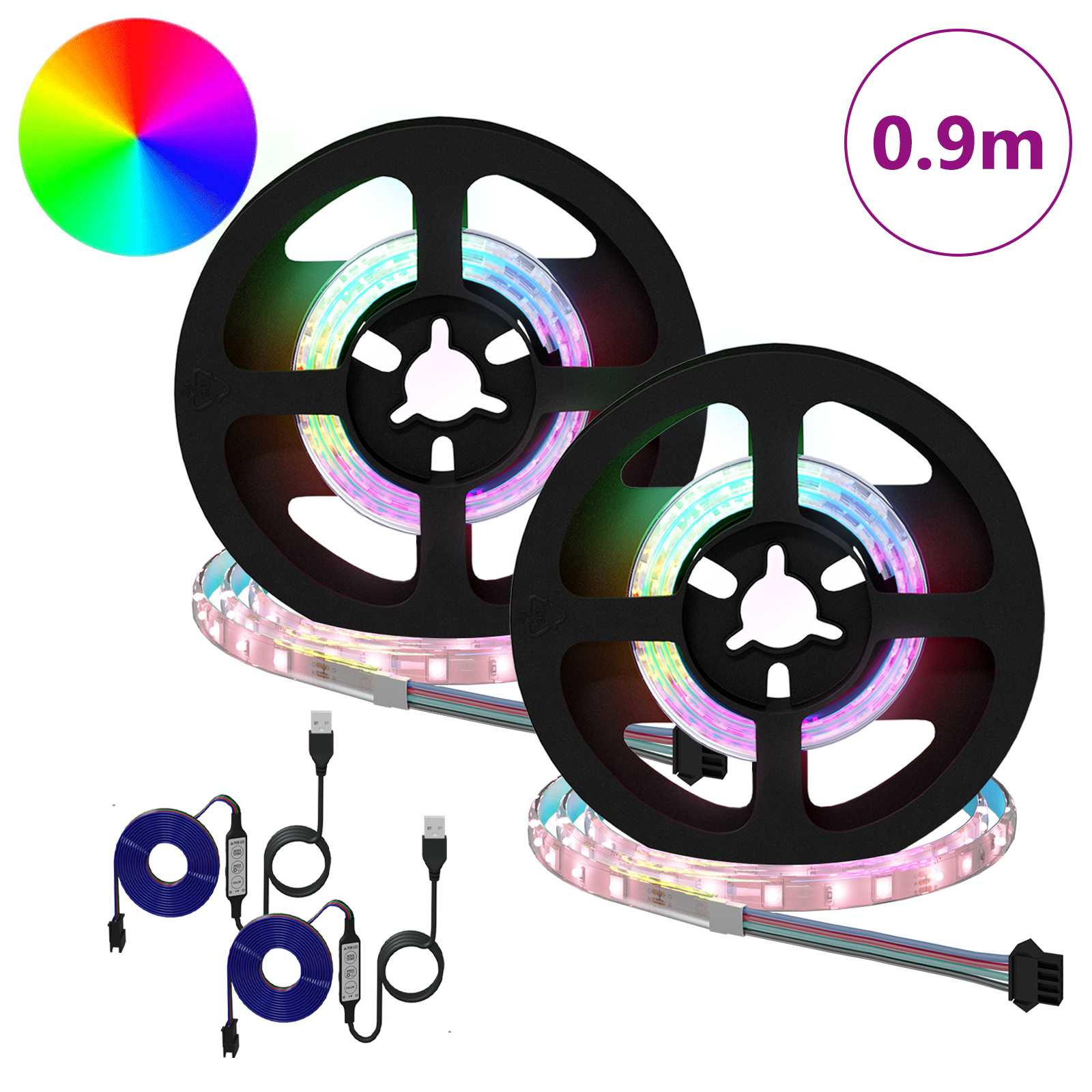 Striscia LED 2 pcs Nero e trasparente 450 mm Rame e plastica