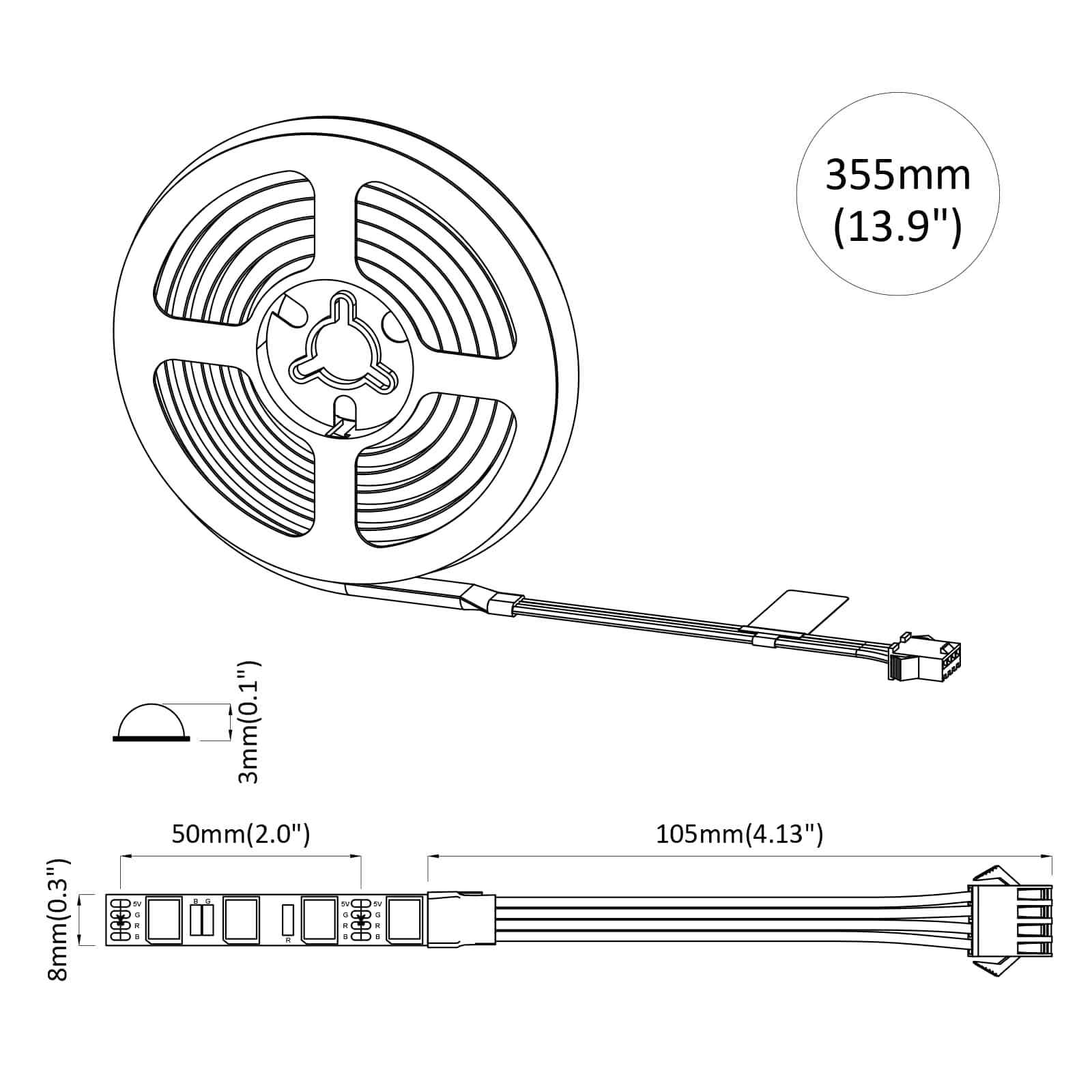 Striscia LED 2 pcs Nero e trasparente 250 mm Rame e plastica