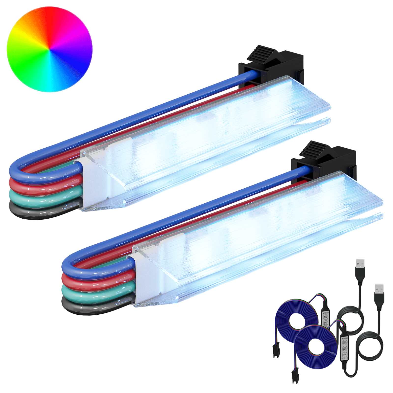 Striscia LED 2 pcs Nero e Bianco 1745 mm Rame e plastica
