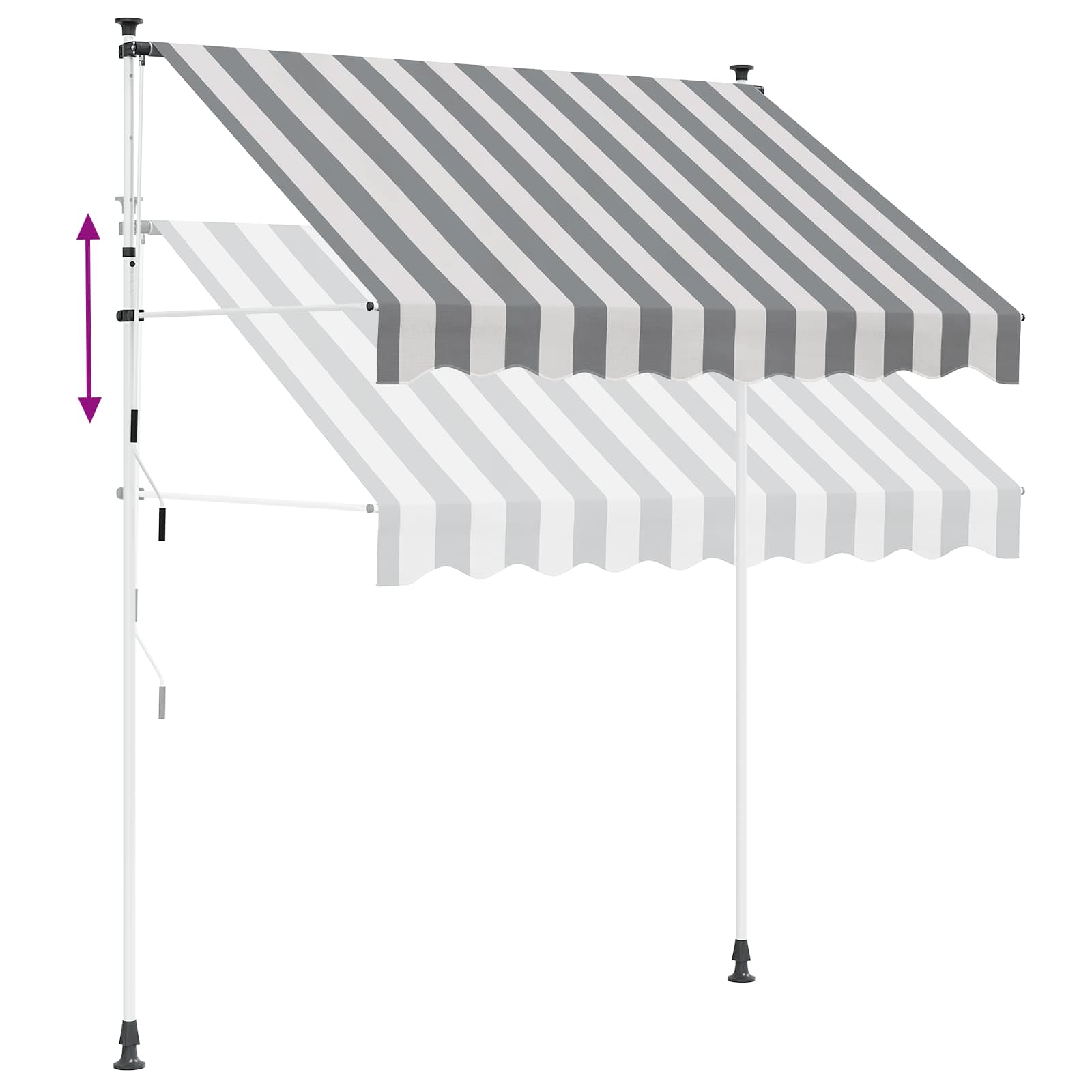 Tenda retrattile manuale Antracite e Bianco 300 cm