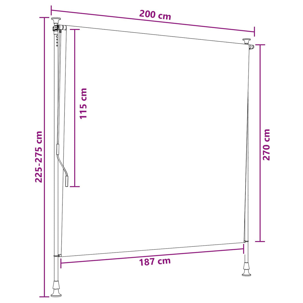 Tenda a Rullo Esterna Grigio Chiaro 200 x 270 cm