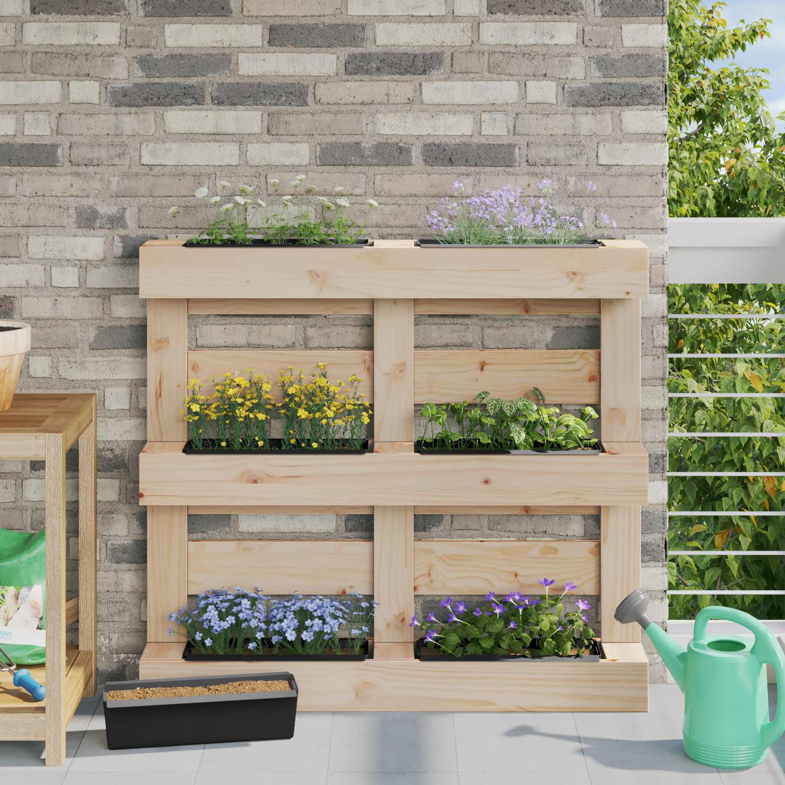 Fioriere per Euro pallet 24 pcs Nero 36 x 13,5 x 9,5 cm