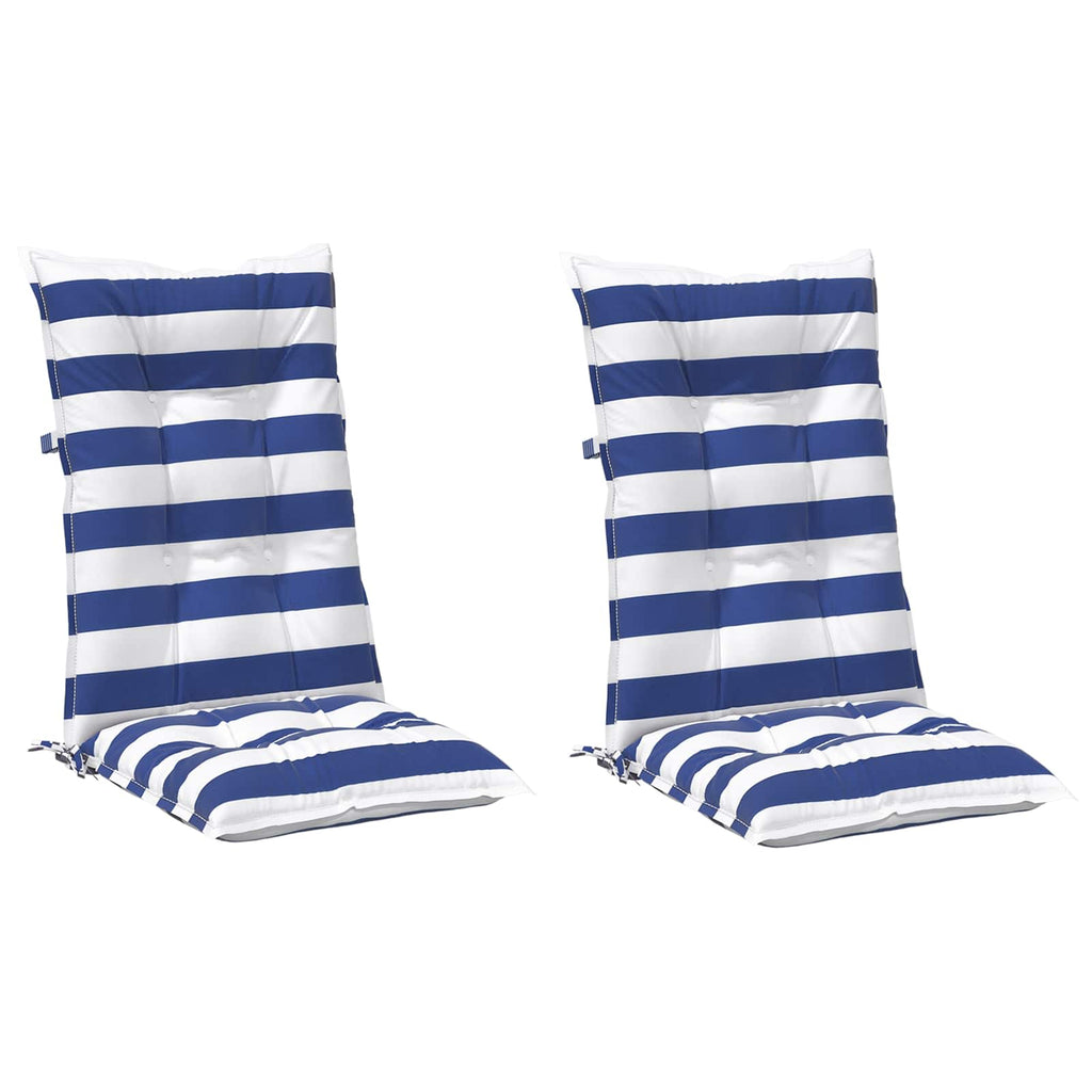 Cuscino da Esterno 2 pcs Blu e Bianco 120 x 50 x 7 cm Tessuto