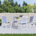 Cuscino da Esterno 4 pcs Blu e Bianco 120 x 50 x 7 cm Tessuto