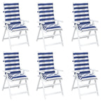 Cuscino da Esterno 6 pcs Blu e Bianco 120 x 50 x 7 cm Tessuto