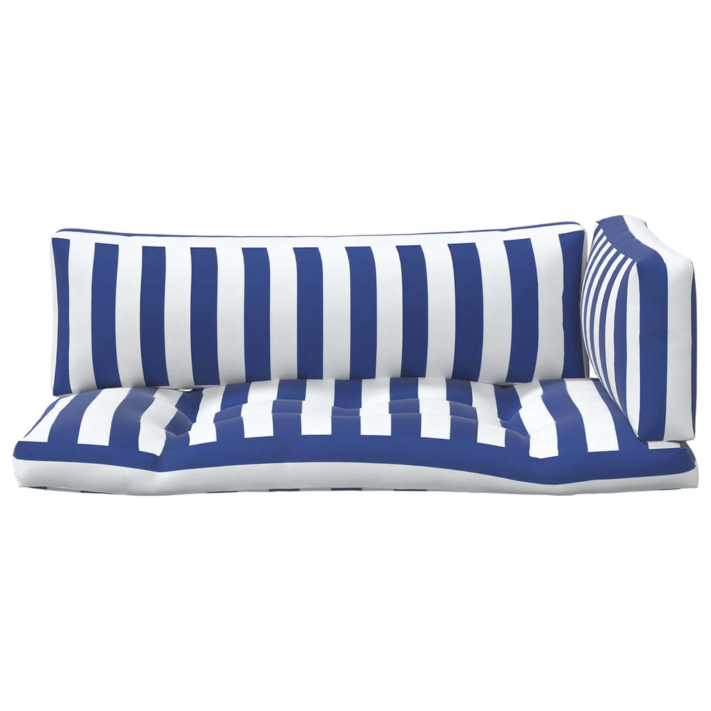 Cuscino da Esterno 3 pcs Blu e Bianco 103 x 58 x 10 cm Tessuto