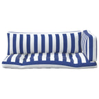 Cuscino da Esterno 3 pcs Blu e Bianco 103 x 58 x 10 cm Tessuto