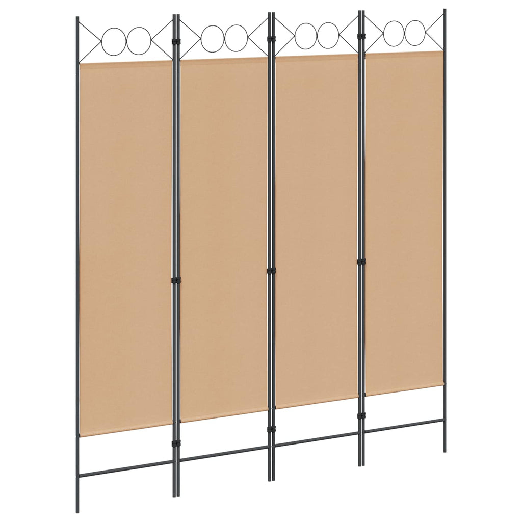 Paravento a 4 Pannelli Beige 160 x 180 cm Tessuto