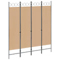 Paravento a 4 Pannelli Beige 160 x 180 cm Tessuto