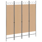 Paravento a 4 Pannelli Beige 160 x 180 cm Tessuto