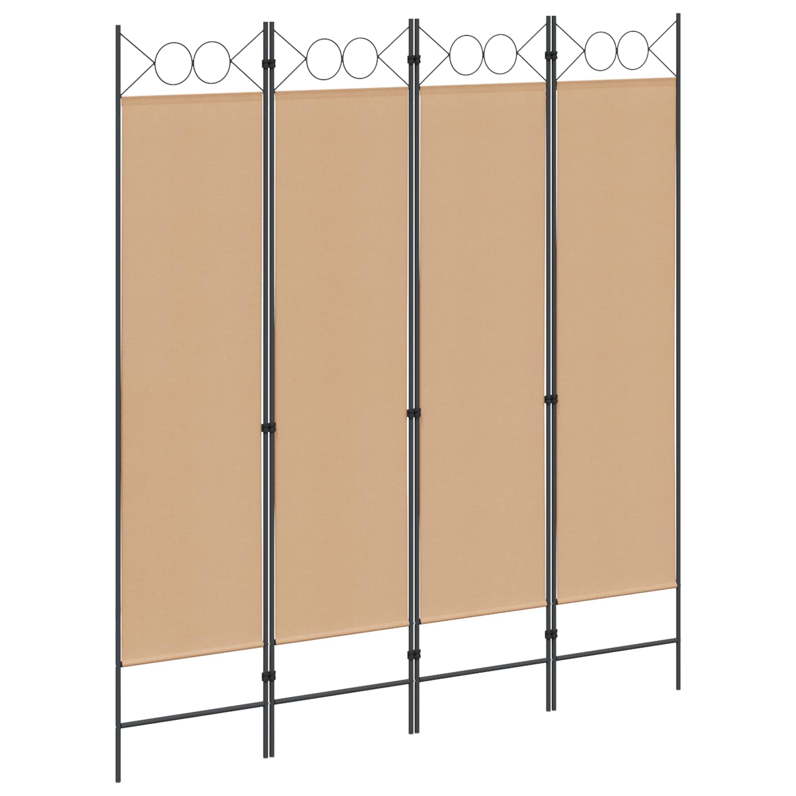 Paravento a 4 Pannelli Beige 160 x 180 cm Tessuto