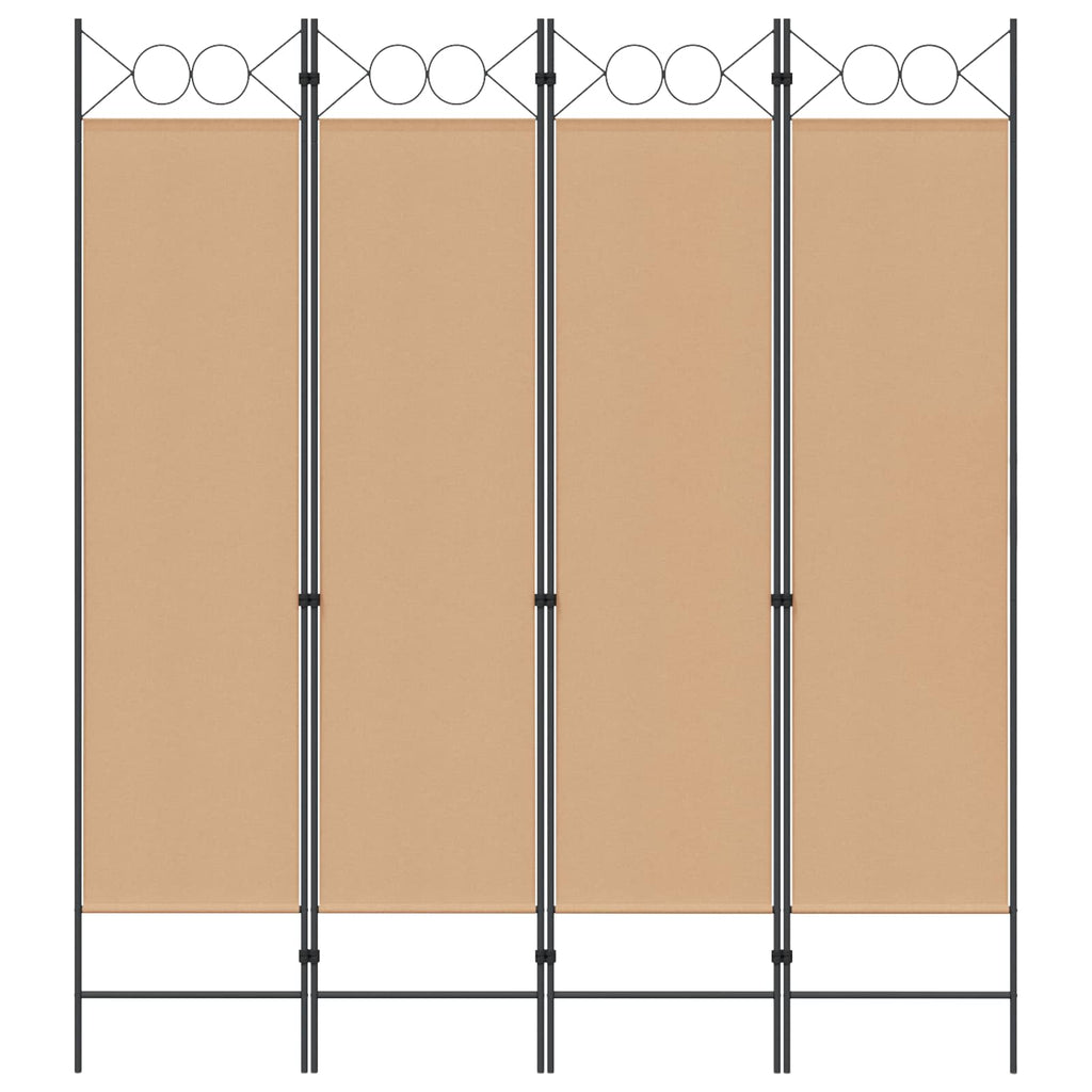 Paravento a 4 Pannelli Beige 160 x 180 cm Tessuto
