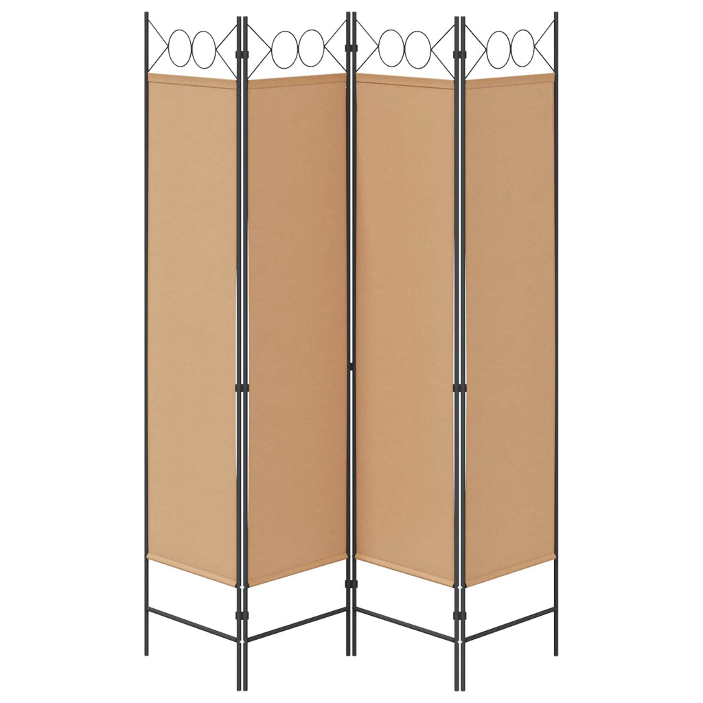 Paravento a 4 Pannelli Beige 160 x 180 cm Tessuto