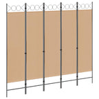 Paravento a 5 Pannelli Beige 200 x 180 cm Tessuto