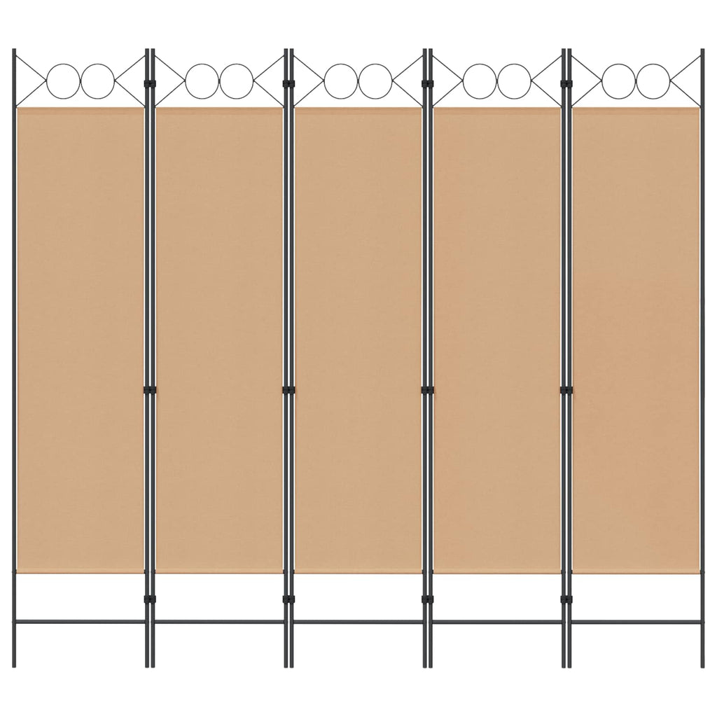 Paravento a 5 Pannelli Beige 200 x 180 cm Tessuto