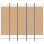 Paravento a 5 Pannelli Beige 200 x 180 cm Tessuto