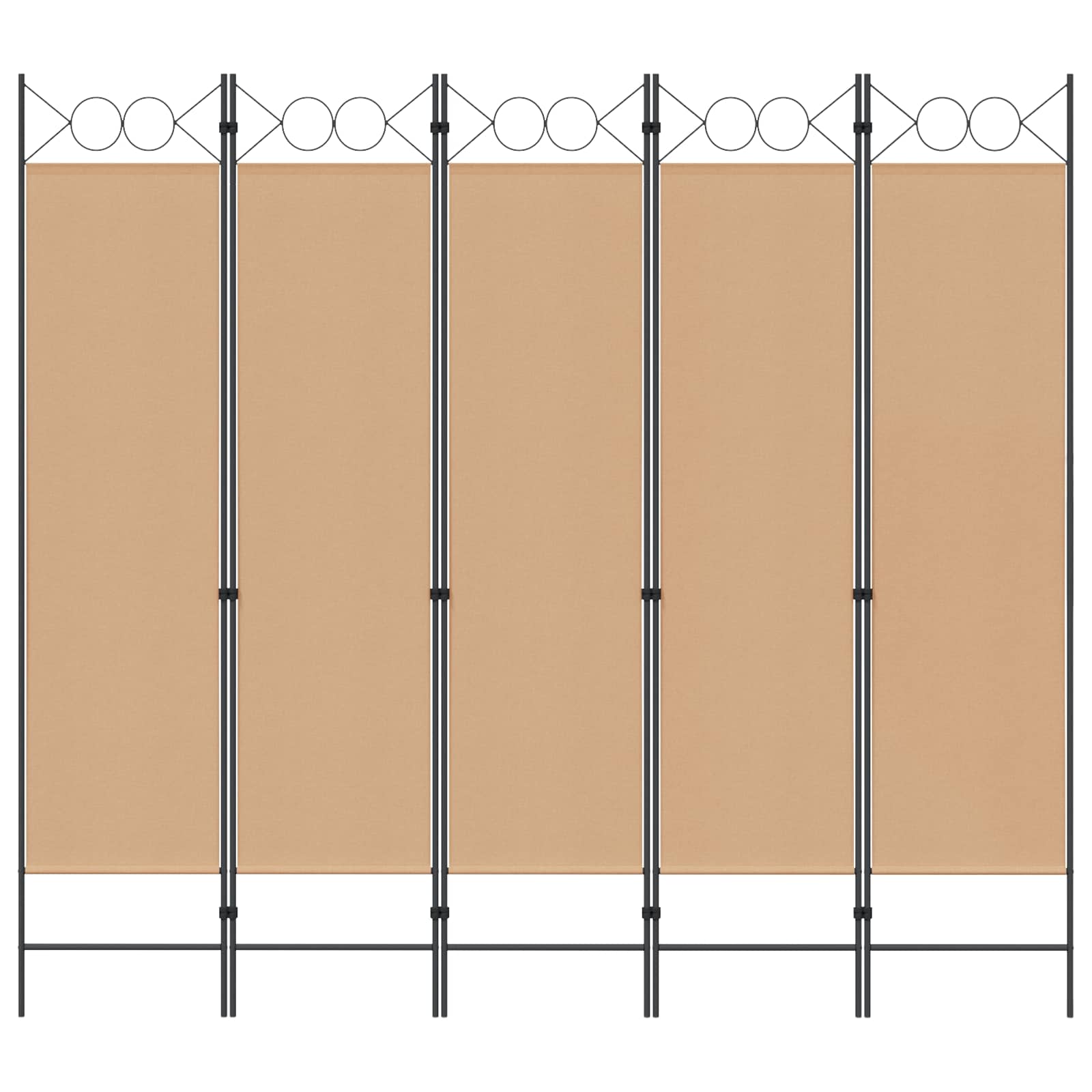 Paravento a 5 Pannelli Beige 200 x 180 cm Tessuto
