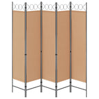 Paravento a 5 Pannelli Beige 200 x 180 cm Tessuto