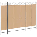 Divisore per Stanza a 6 Pannelli Beige 240 x 180 cm Tessuto