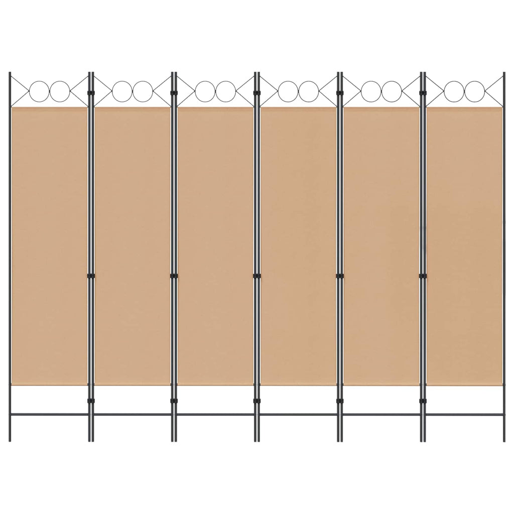 Divisore per Stanza a 6 Pannelli Beige 240 x 180 cm Tessuto