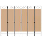 Divisore per Stanza a 6 Pannelli Beige 240 x 180 cm Tessuto