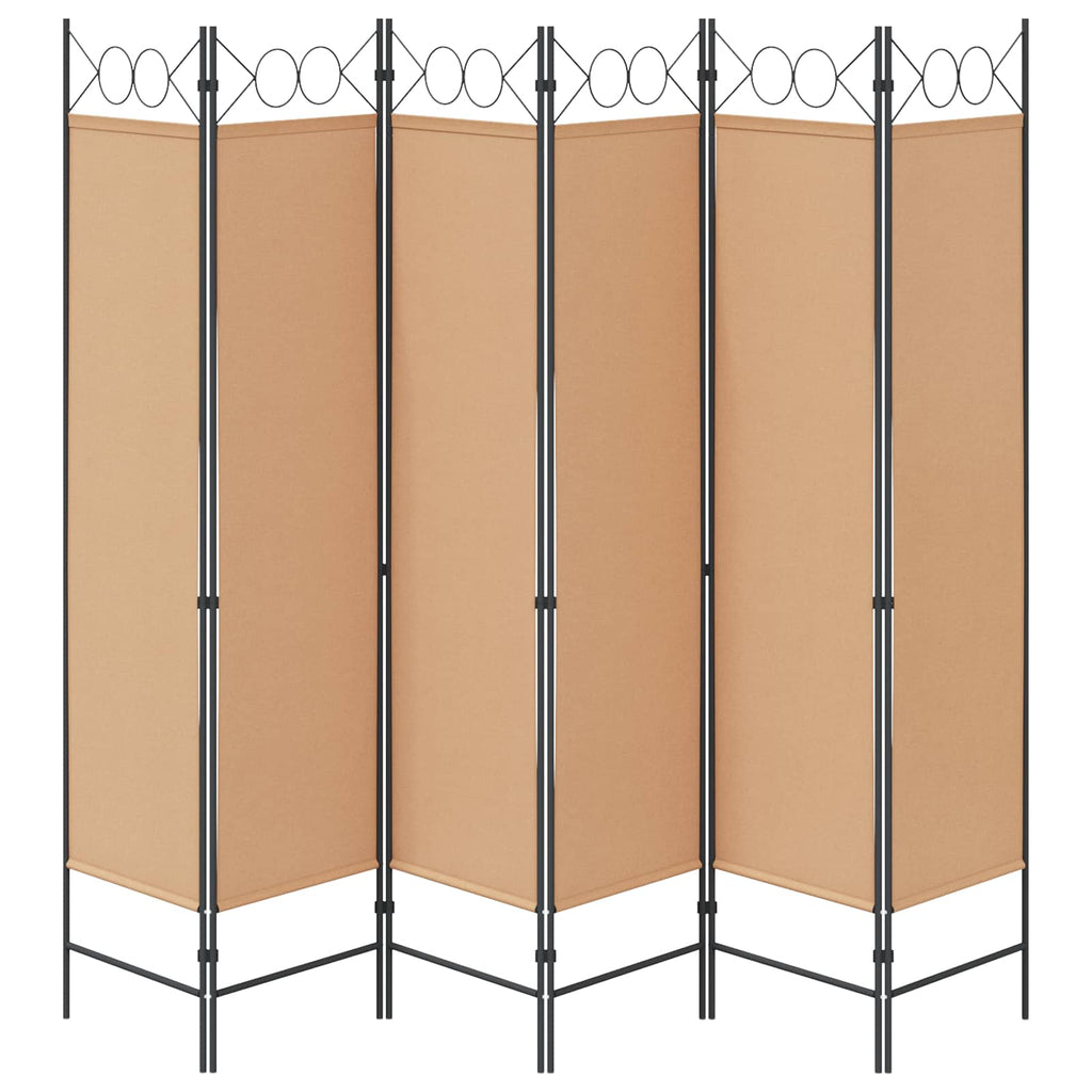 Divisore per Stanza a 6 Pannelli Beige 240 x 180 cm Tessuto