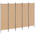 Paravento a 5 Pannelli Beige 250 x 180 cm Tessuto