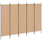Paravento a 5 Pannelli Beige 250 x 180 cm Tessuto