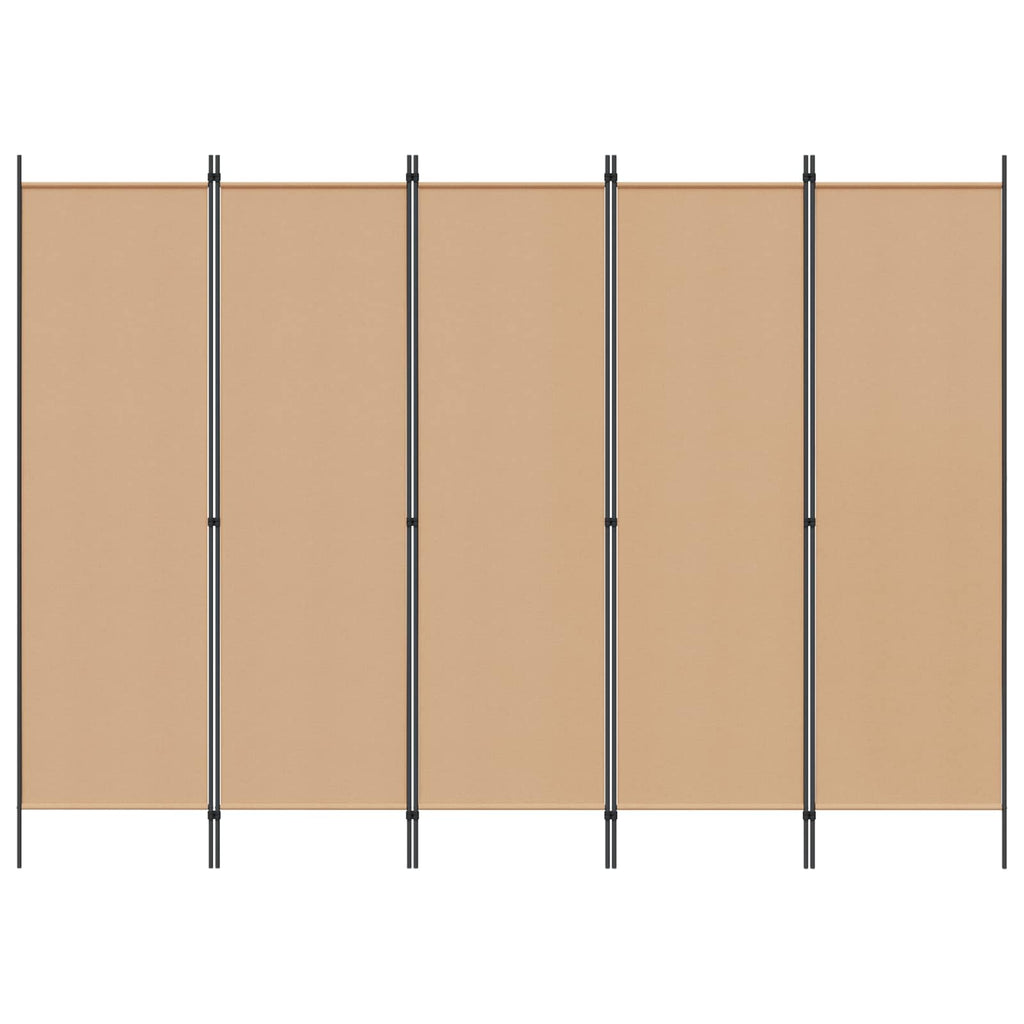 Paravento a 5 Pannelli Beige 250 x 180 cm Tessuto