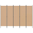 Paravento a 5 Pannelli Beige 250 x 180 cm Tessuto