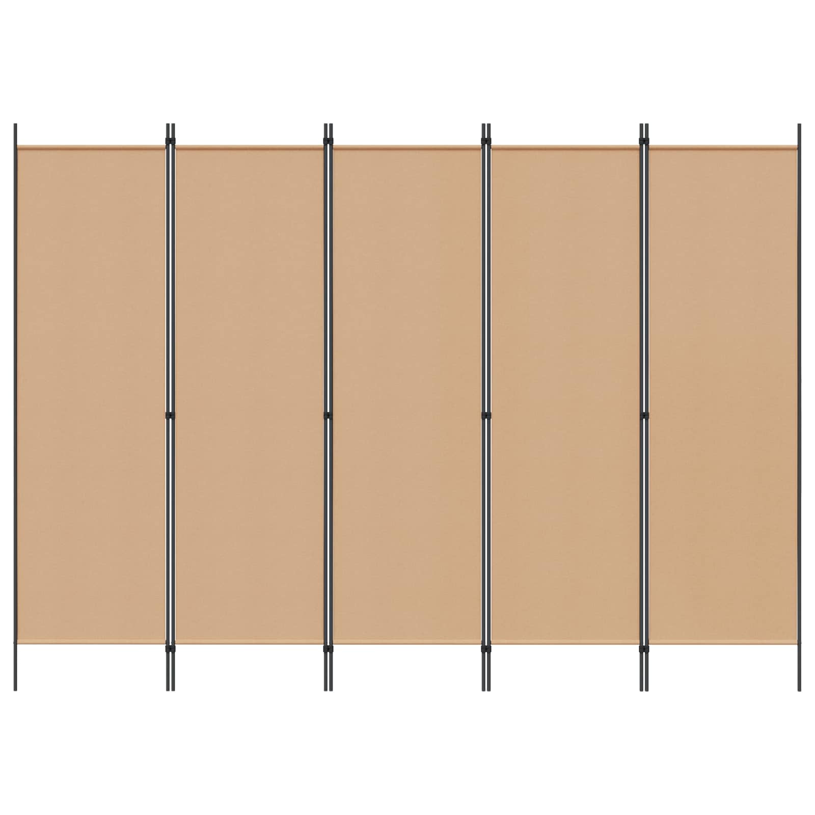 Paravento a 5 Pannelli Beige 250 x 180 cm Tessuto