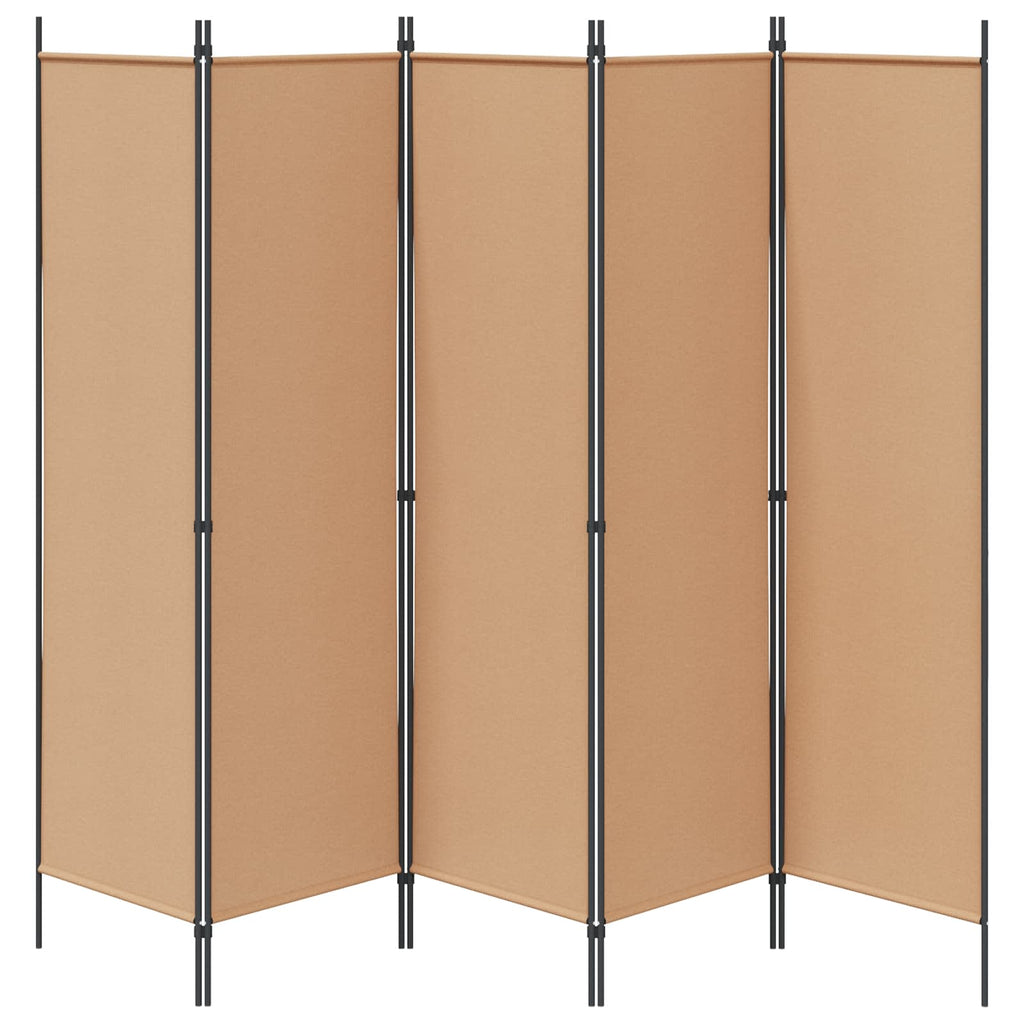 Paravento a 5 Pannelli Beige 250 x 180 cm Tessuto