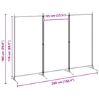 Paravento a 3 pannelli Beige 260 x 180 cm Tessuto