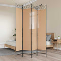 Paravento a 4 Pannelli Beige 160 x 200 cm Tessuto
