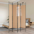 Paravento a 4 Pannelli Beige 160 x 200 cm Tessuto