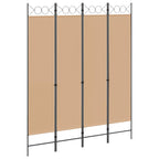 Paravento a 4 Pannelli Beige 160 x 200 cm Tessuto