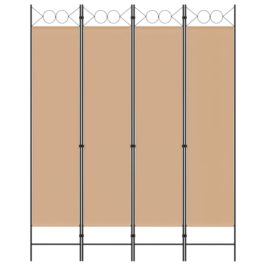 Paravento a 4 Pannelli Beige 160 x 200 cm Tessuto