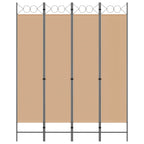 Paravento a 4 Pannelli Beige 160 x 200 cm Tessuto