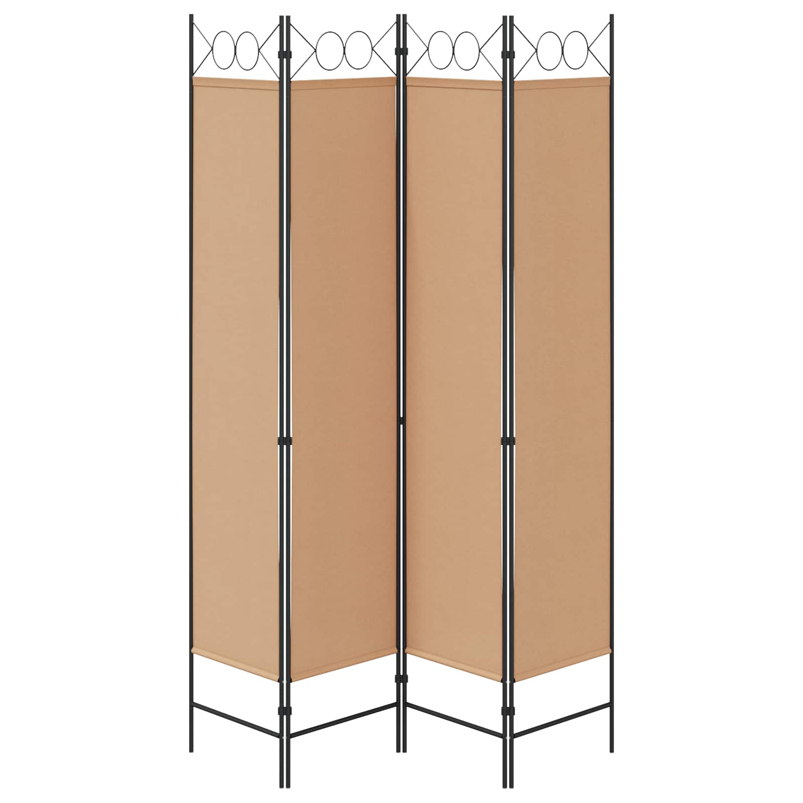 Paravento a 4 Pannelli Beige 160 x 200 cm Tessuto