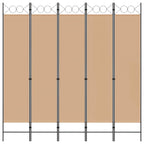 Paravento a 5 Pannelli Beige 200 x 200 cm Tessuto