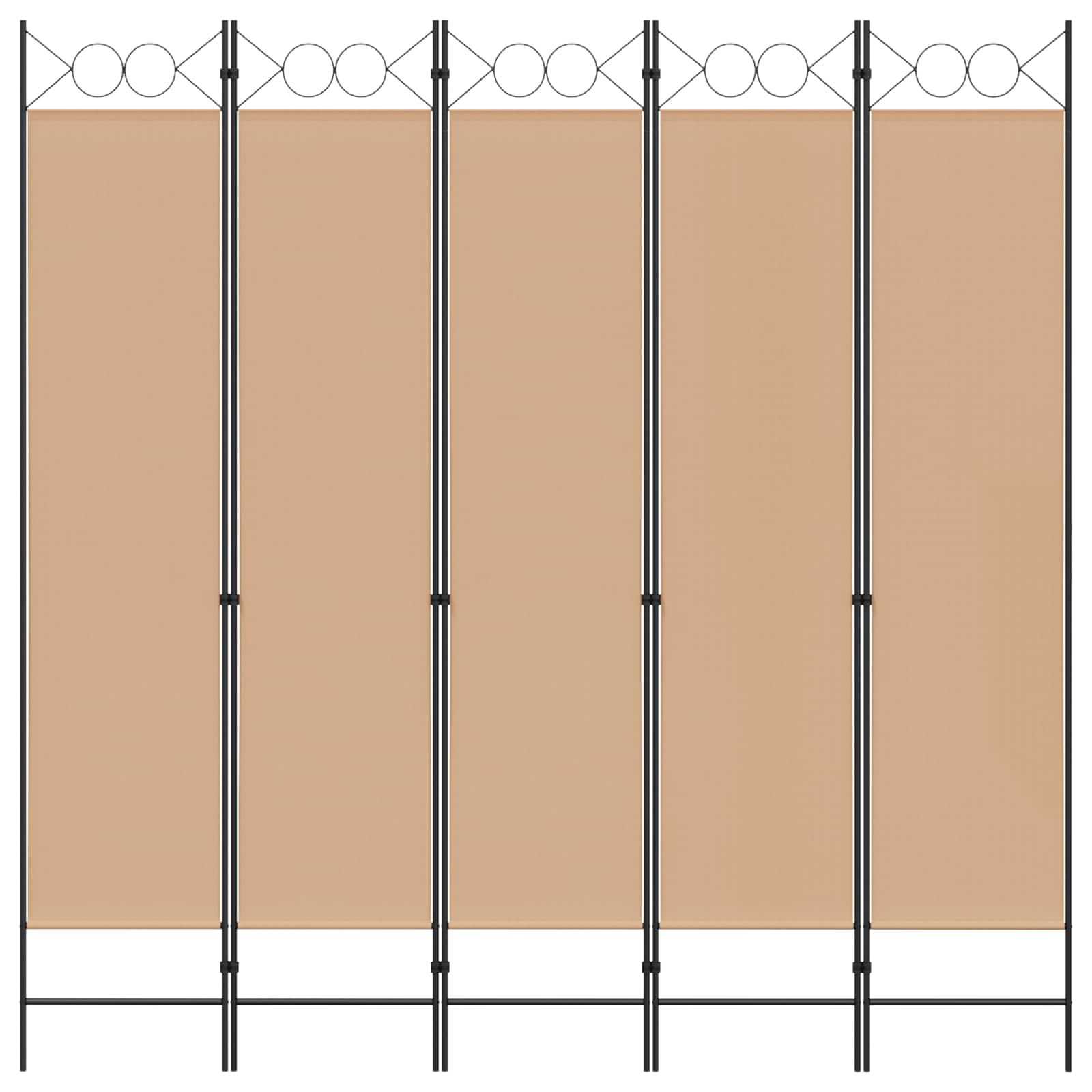 Paravento a 5 Pannelli Beige 200 x 200 cm Tessuto