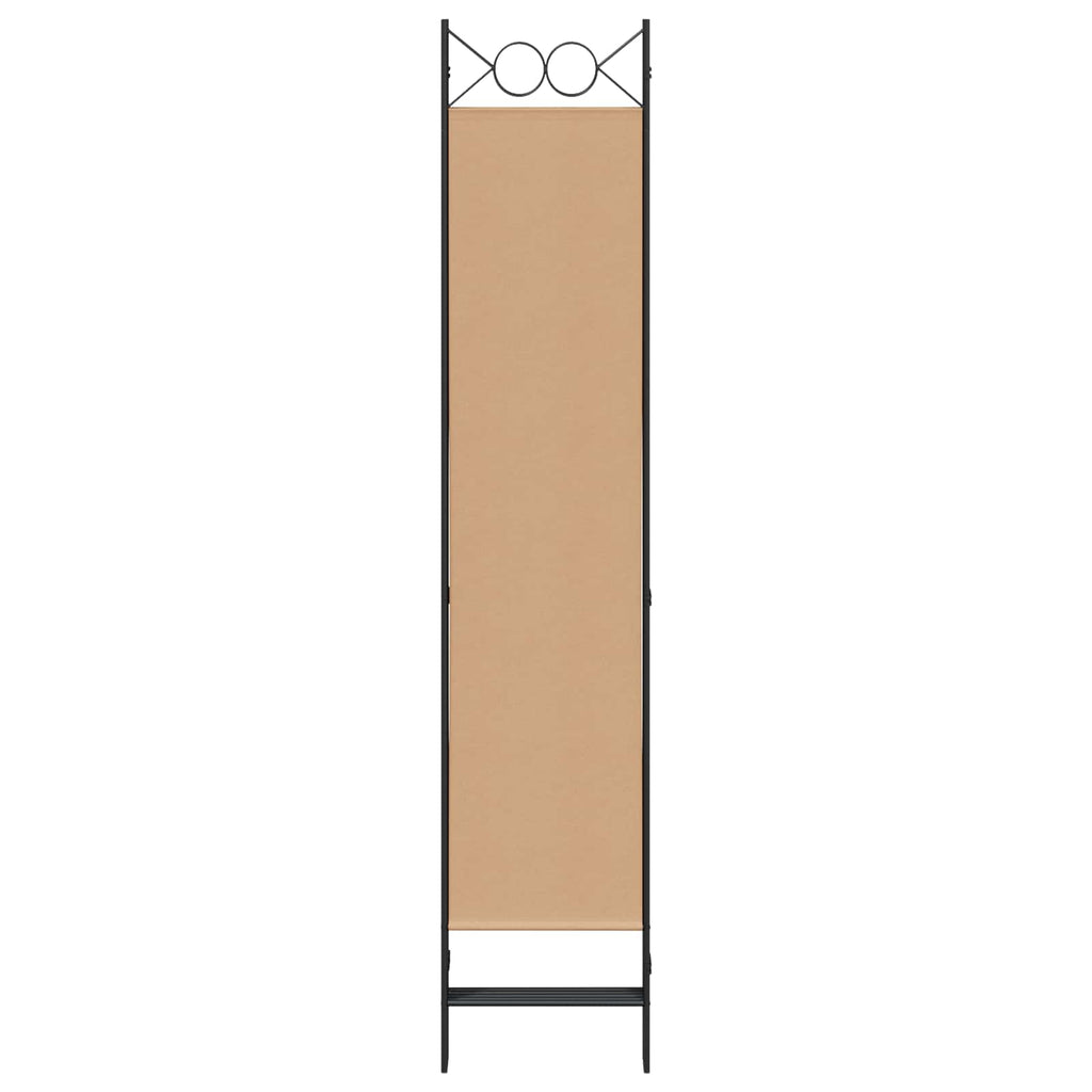 Paravento a 5 Pannelli Beige 200 x 200 cm Tessuto